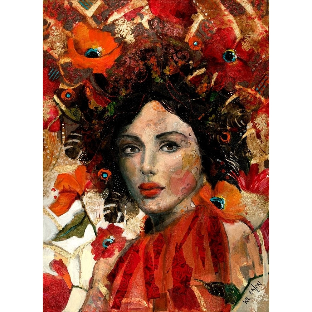 Lady with Red and Orange Flowers Poster Print - Winnie Eaton-VARPDX81899 Image 1