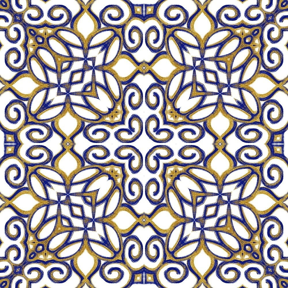 Gold Blue Vintage Tile III Poster Print - Andrea Haase-VARPDX82530 Image 1