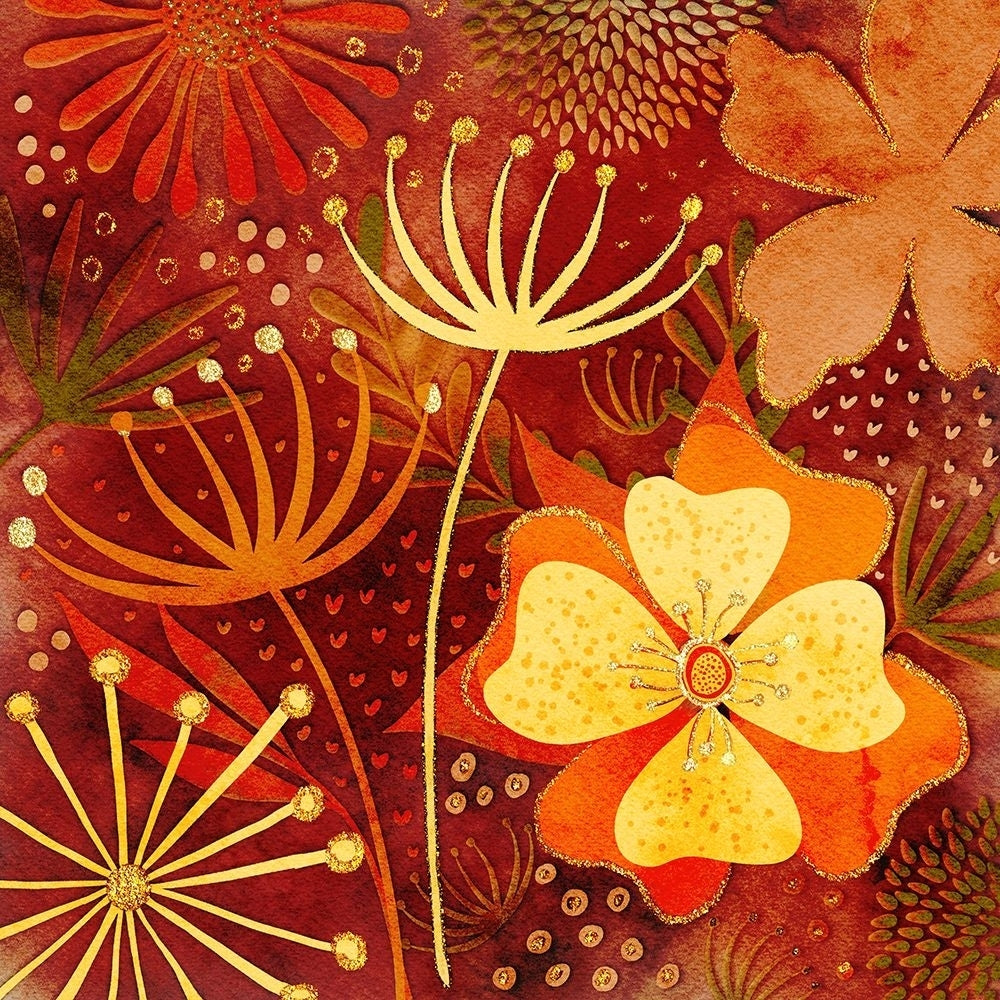 Golden Autumn Flowers Poster Print - Andrea Haase-VARPDX83244 Image 1