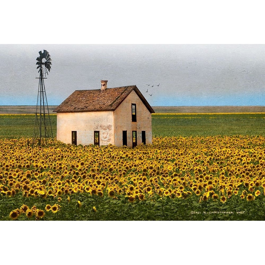 White House with Sunflowers Poster Print - Christopher Vest-VARPDX84108 Image 1