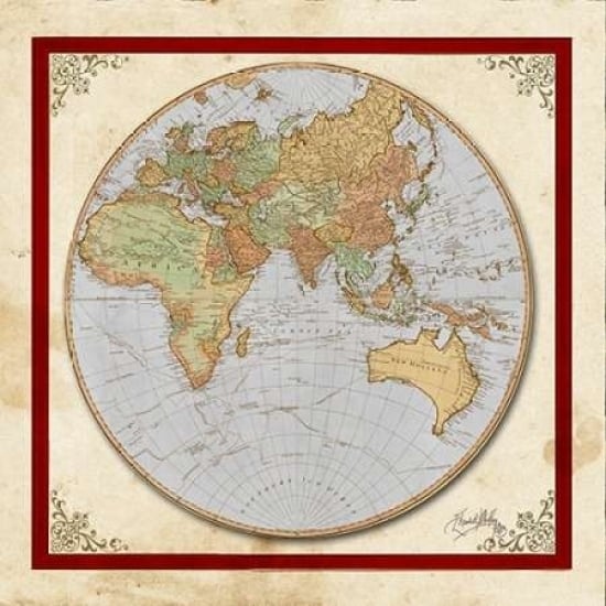 Red and Cream Map II Poster Print by Elizabeth Medley-VARPDX8565D Image 2