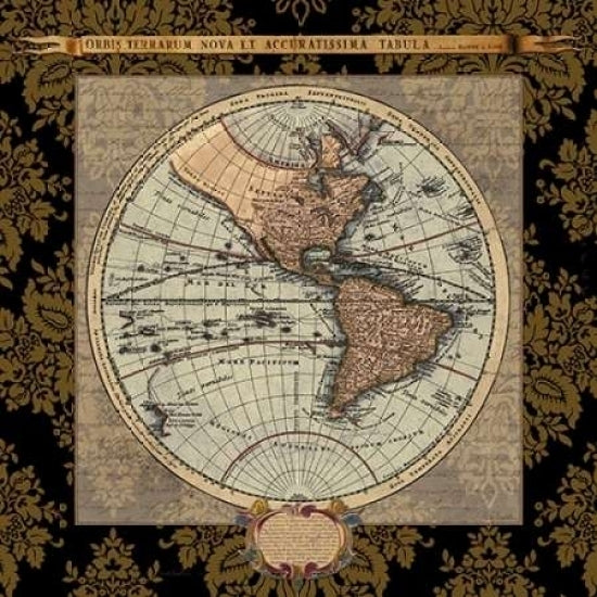 Damask on Black Map II Poster Print by Elizabeth Medley-VARPDX8565M Image 1