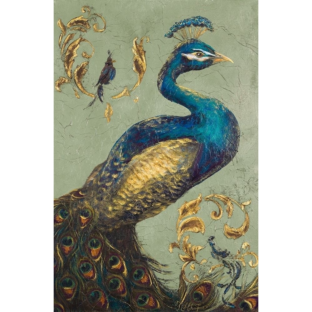 Peacock on Sage I Poster Print by Tiffany Hakimipour-VARPDX8699A Image 1