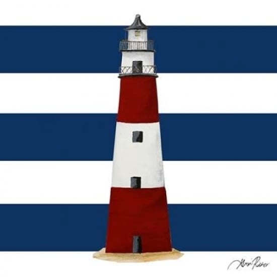 Nautical Stripe Light House Poster Print by Gina Ritter-VARPDX8958WB Image 1