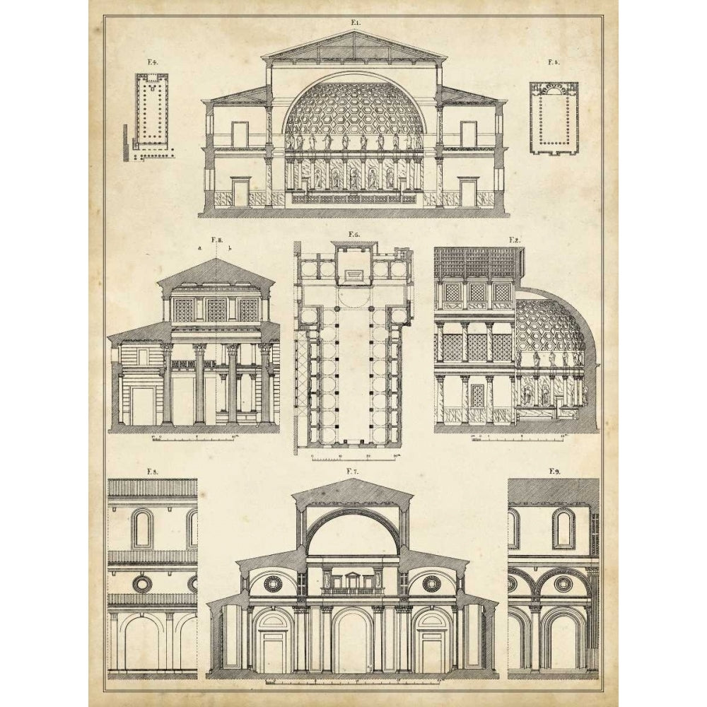 Vintage Architects Plan I Poster Print - Studio Vision-VARPDX90473Z Image 1