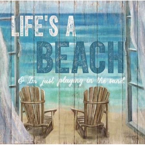 Lifes A Beach Weathered Wood Sign Poster Print by Sam Appleman-VARPDX911APP1150 Image 2