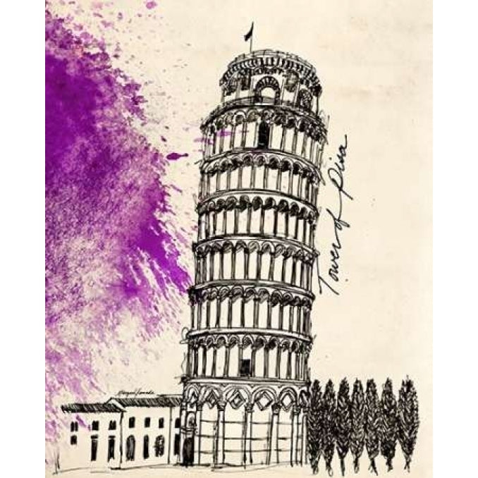 Tower of Pisa in Pen Poster Print by Morgan Yamada-VARPDX914YAM1400 Image 1