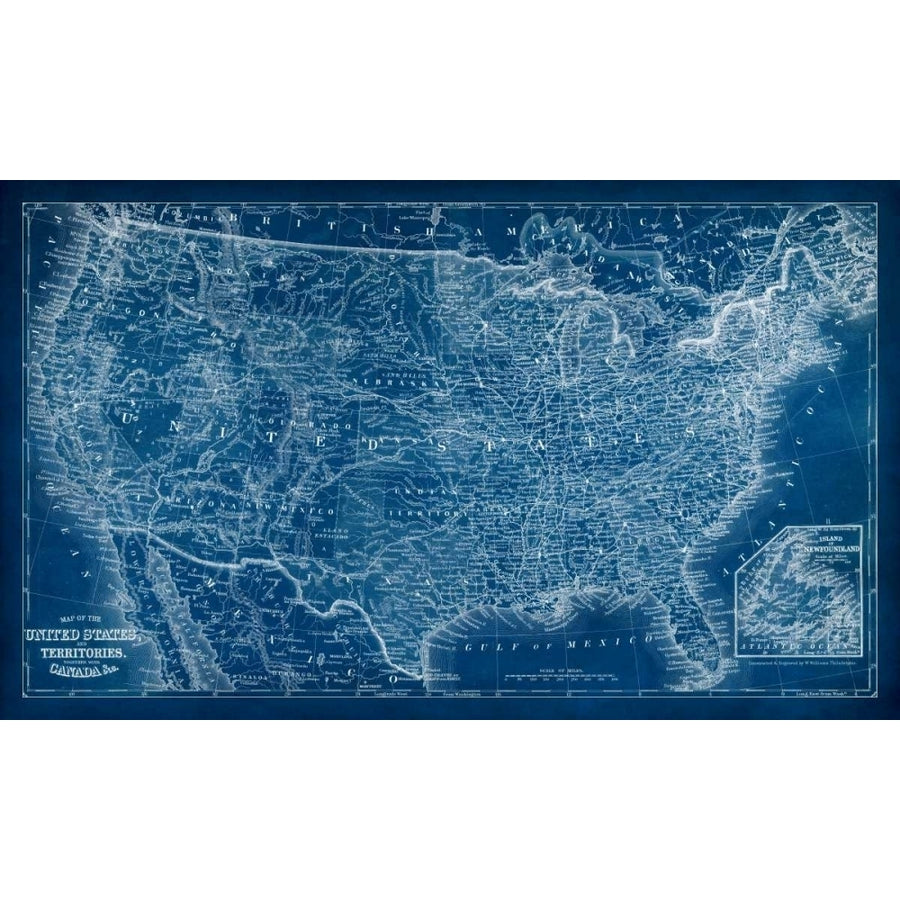 US Map Blueprint Poster Print - Studio Vision-VARPDX92329Z Image 1