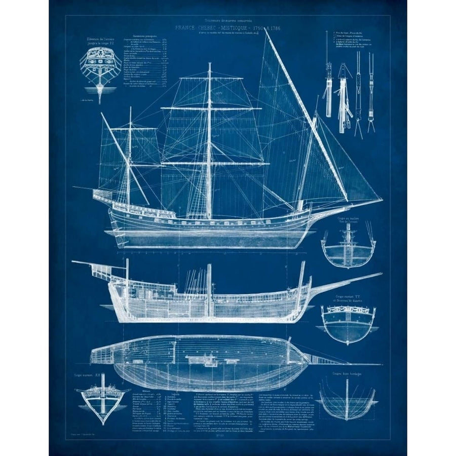 Antique Ship Blueprint I Poster Print - Studio Vision-VARPDX92450Z Image 1