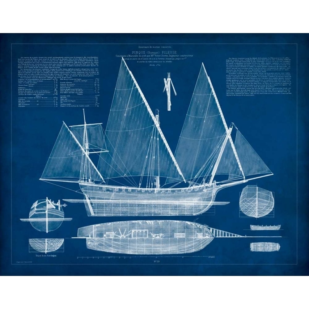 Antique Ship Blueprint III Poster Print - Studio Vision-VARPDX92452Z Image 1