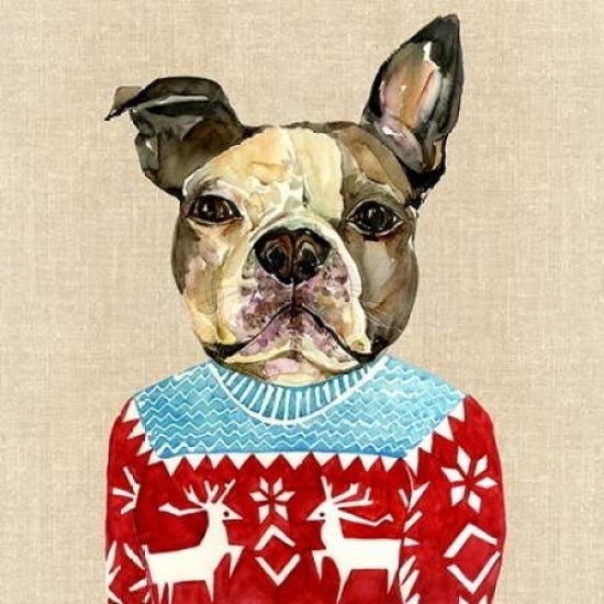 French Bulldog in a Red Sweater Poster Print by Jin Jing-VARPDX937JIN1072 Image 2