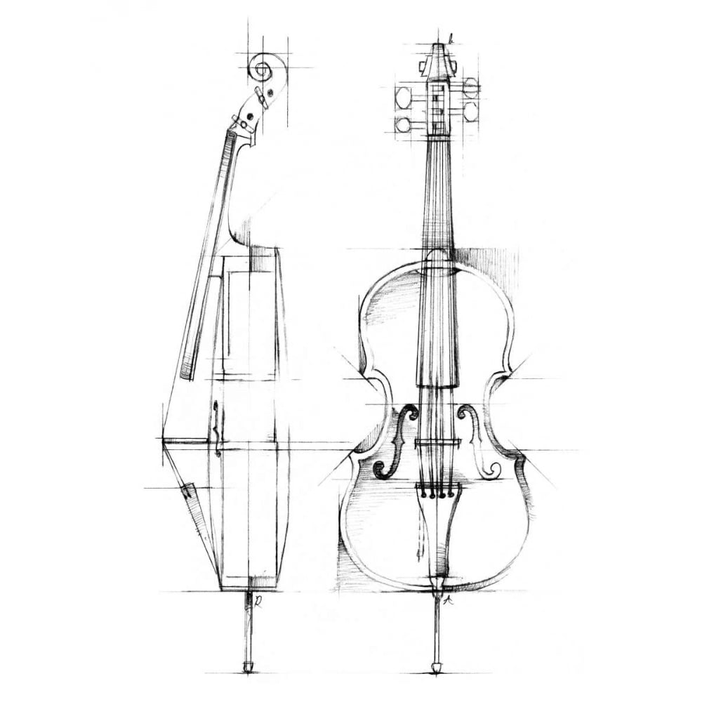 Cello Sketch Poster Print - Ethan Harper-VARPDX94126FN Image 1