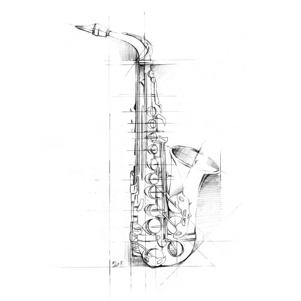 Saxophone Sketch Poster Print - Ethan Harper-VARPDX94127FN Image 1