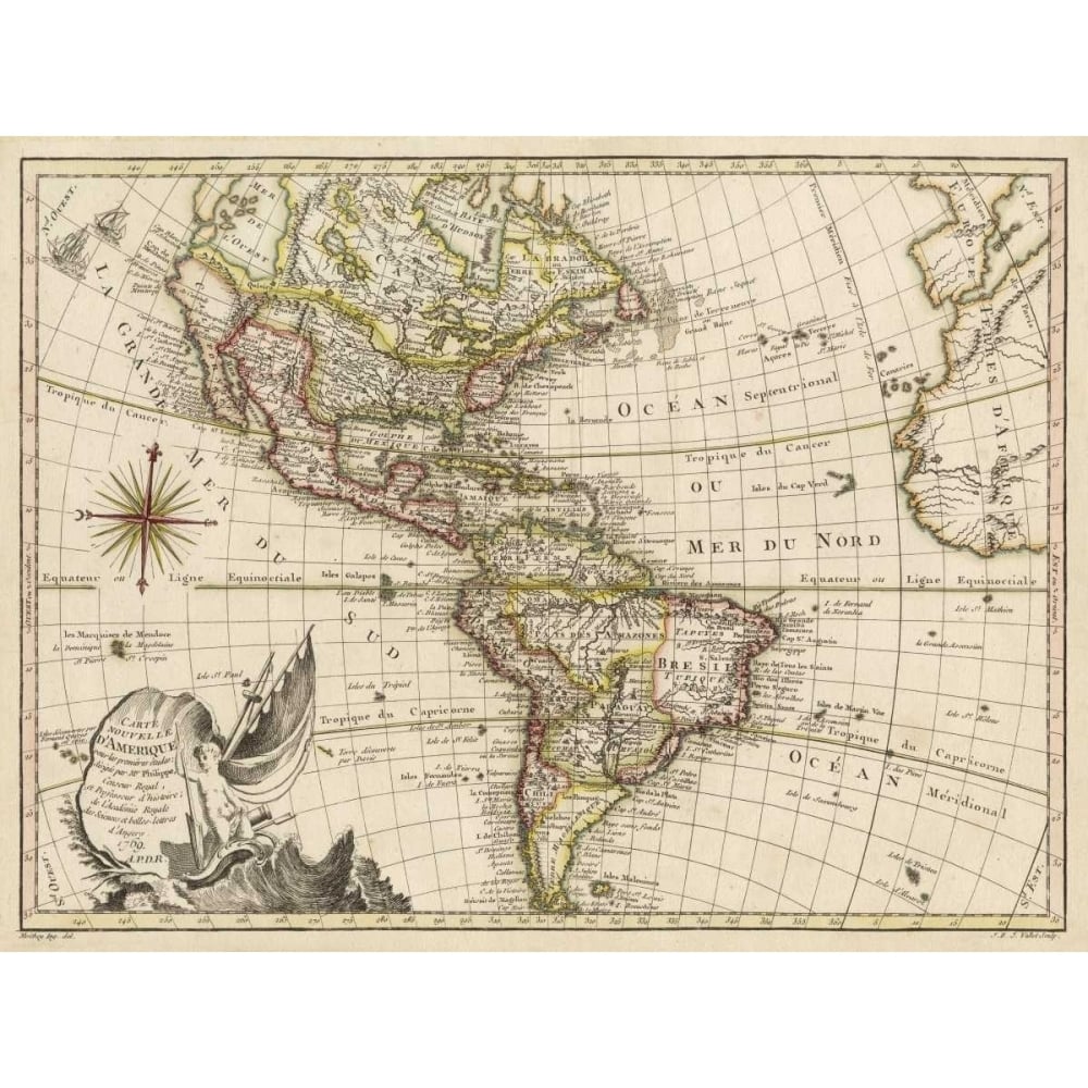 A Map of America - 1769 Poster Print - Vallet-VARPDX94417Z Image 1