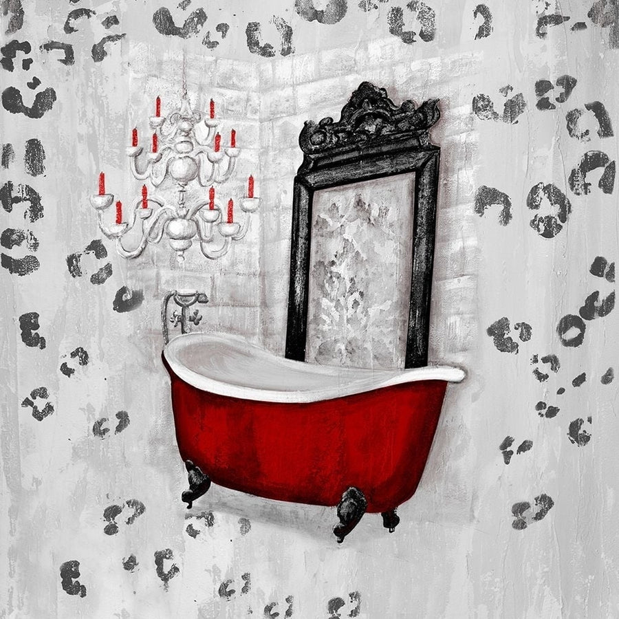 Red Antique Mirrored Bath Square II Poster Print by Tiffany Hakimipour-VARPDX9651C Image 1