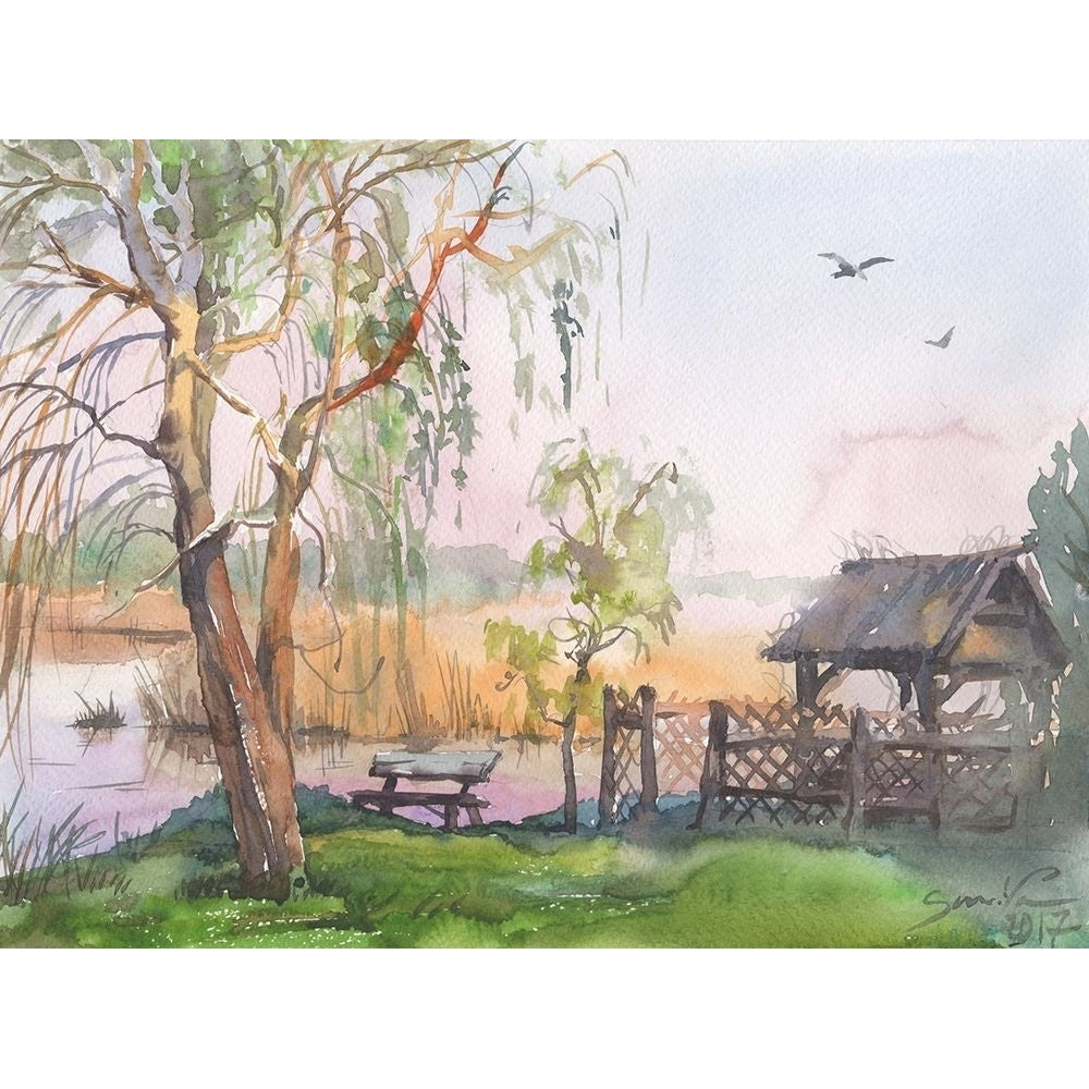 Watercolor landscape painting 30 Poster Print - Samira Yanushkova-VARPDXACANT133 Image 1