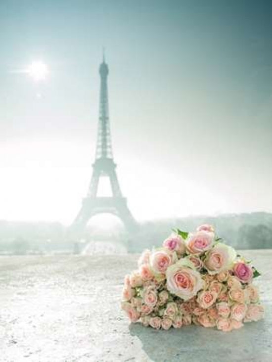 Bunch of roses next to the Eiffel tower Poster Print by Assaf Frank-VARPDXAF20120314406 Image 1