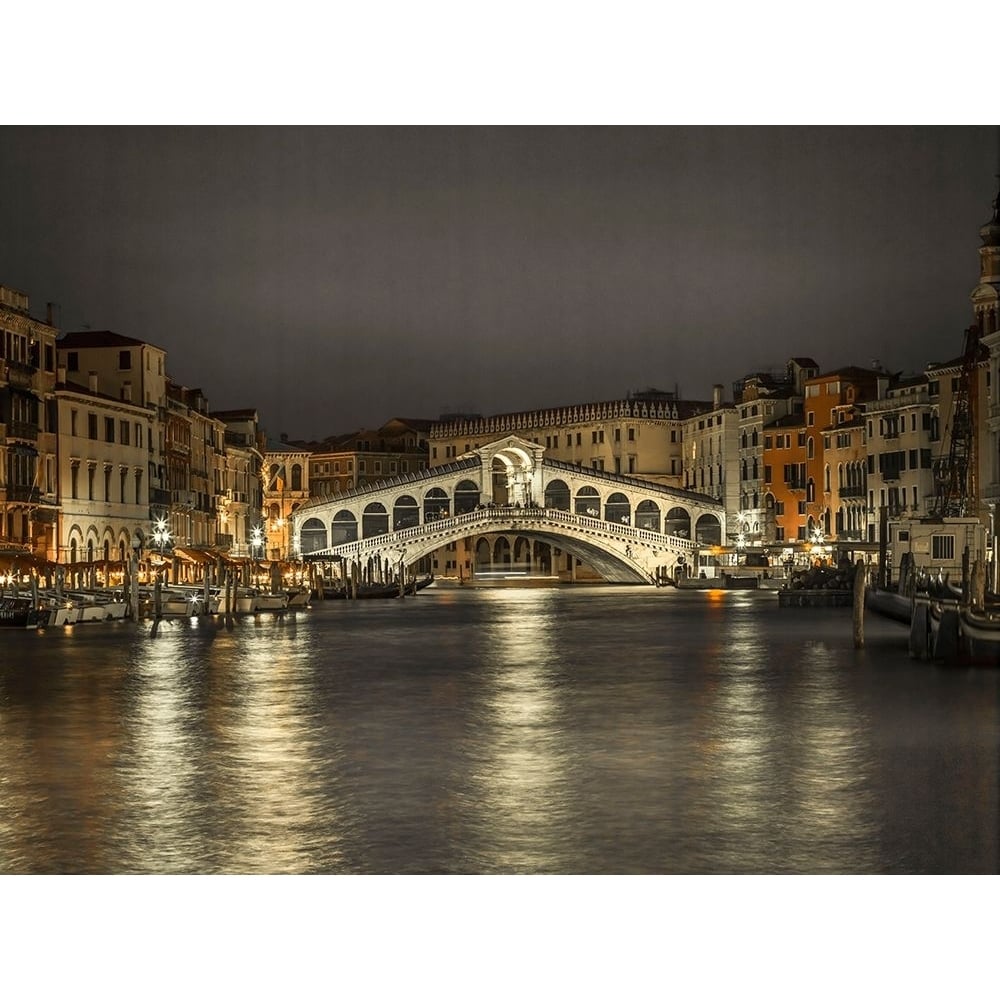 The grand canal and the Rialto bridge at night Venice Italy Poster Print - Assaf Frank-VARPDXAF20130408176C07 Image 1