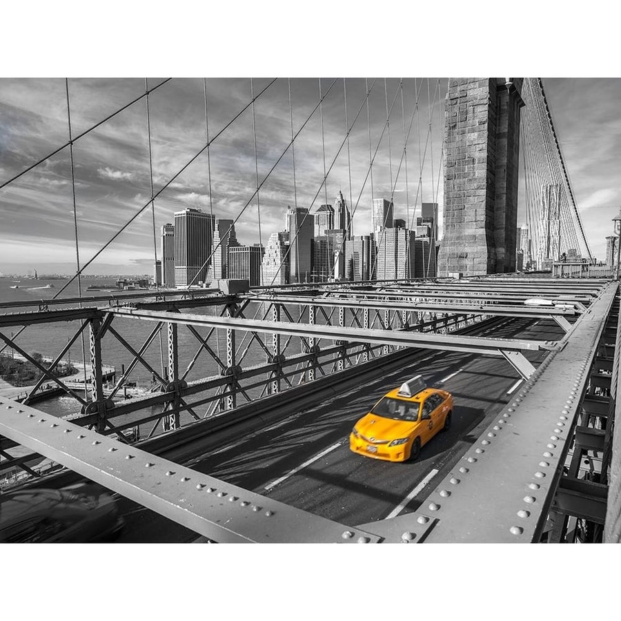 Cab on Brooklyn Bridge Manhattan York Poster Print - Assaf Frank-VARPDXAF201311212233C01 Image 1