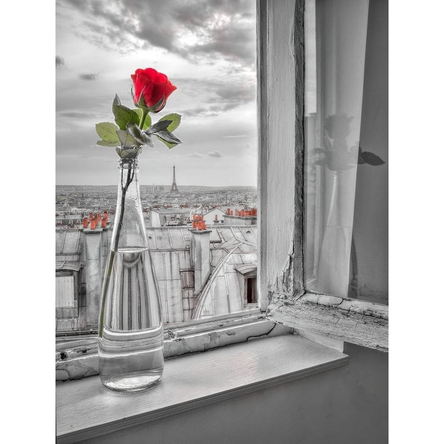 Flower vase on window with Eiffle tower in background-Paris by Assaf Frank-VARPDXAF20140919078XPC02 Image 1