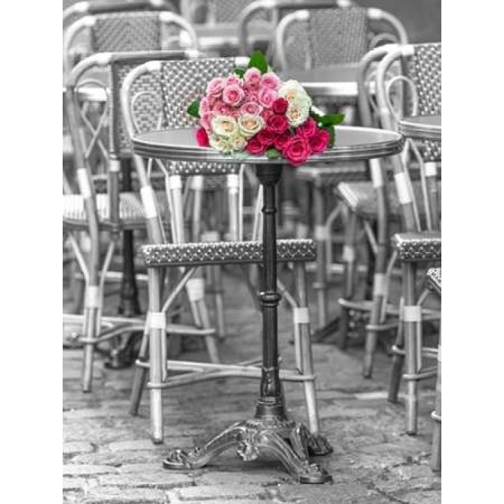 Bunch of Roses on street cafe table in Paris France Poster Print by Assaf Frank-VARPDXAF20140920468C02 Image 1