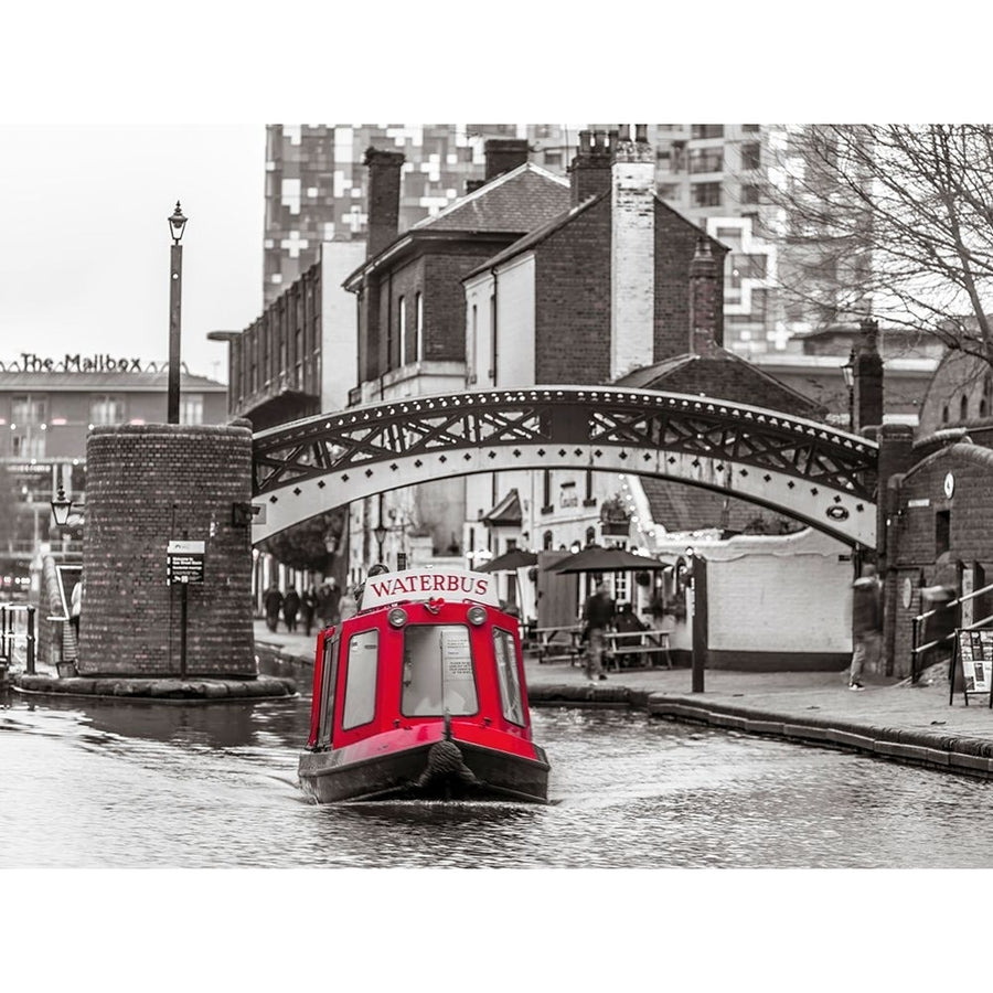 Narrow canal with small boats in Birmingham UK Poster Print - Assaf Frank-VARPDXAF20150214341C01 Image 1