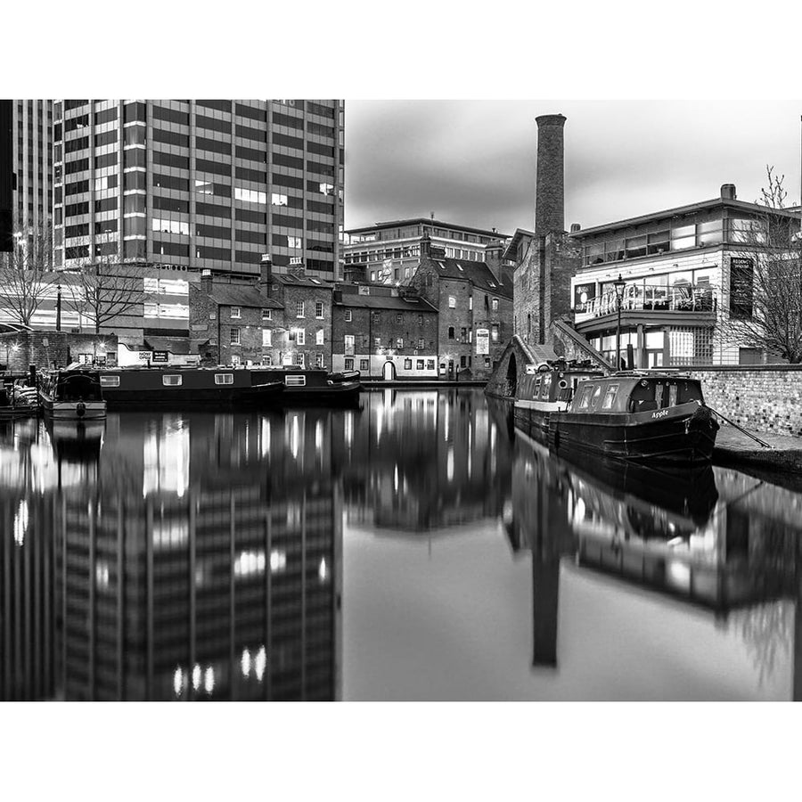 Narrow canal with small boats in Birmingham UK Poster Print by Assaf Frank-VARPDXAF20150214356C01 Image 1