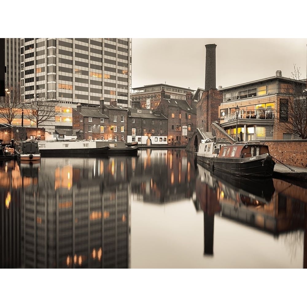 Narrow canal with small boats in Birmingham UK Poster Print by Assaf Frank-VARPDXAF20150214356C02 Image 1