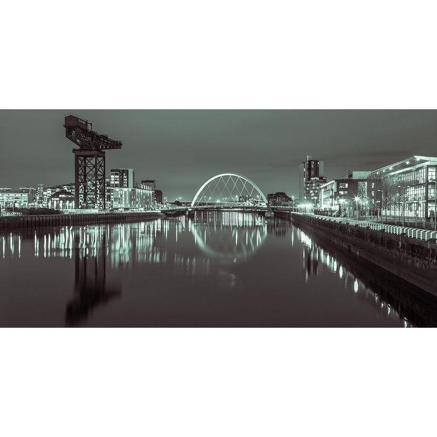 View along the river Clyde at night Glasgow FTBR-1901 Poster Print by Assaf Frank-VARPDXAF20150304897C01 Image 1