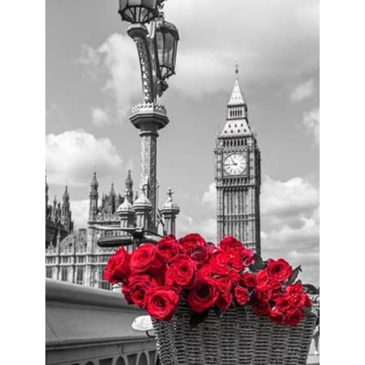 Bicycle with bunch of flowers on Westminster Bridge London UK Poster Print by Assaf Frank-VARPDXAF20150607220C01 Image 2