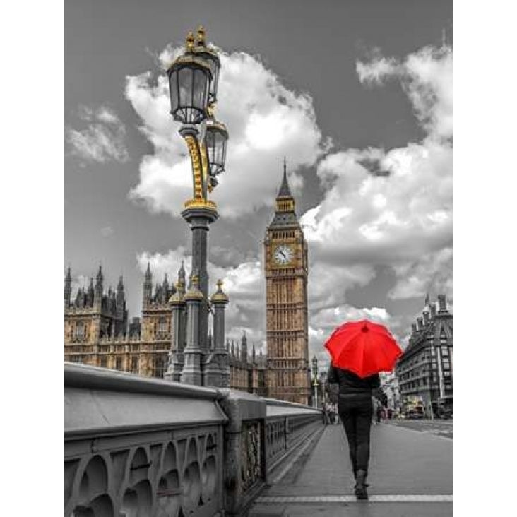 Tourist with an umbrella on Westminster Bridge London UK Poster Print by Assaf Frank-VARPDXAF20150607235C02 Image 2