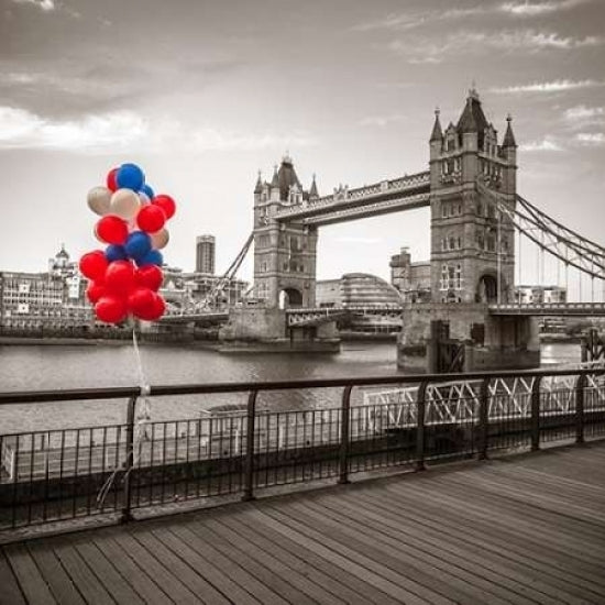 Balloons on promenade near Tower bridge London UK Poster Print by Assaf Frank-VARPDXAF20150627140C03 Image 1