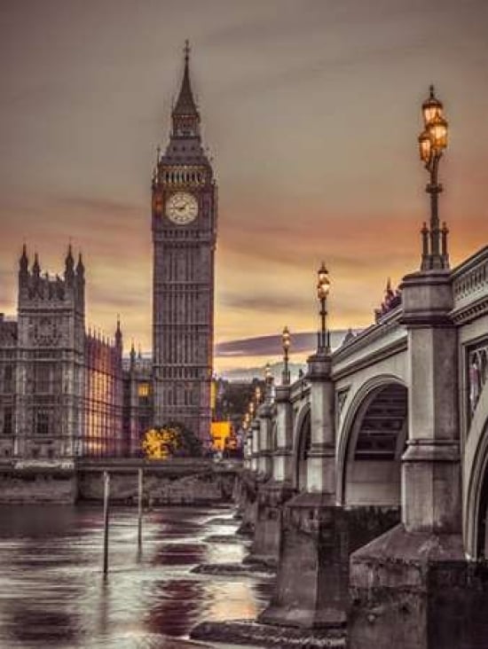 Westminster bridge and Big Ben from Thames promenade London UK Poster Print by Assaf Frank-VARPDXAF20150731079X2C03 Image 1