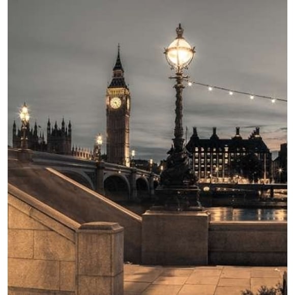 Westminster bridge and Big Ben from Thames promenade London UK Poster Print by Assaf Frank-VARPDXAF20150731091PanoC01 Image 1