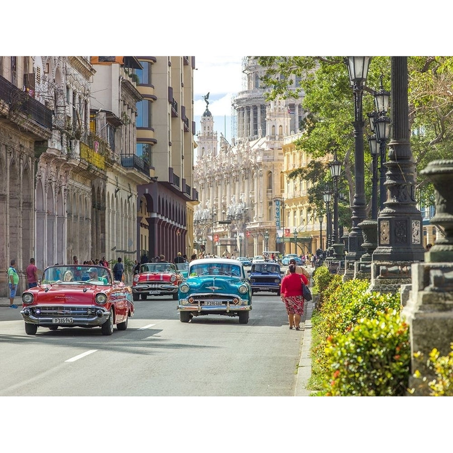 Vintage Cars On Havana Street Cuba Poster Print by Assaf Frank-VARPDXAF20180122271 Image 1