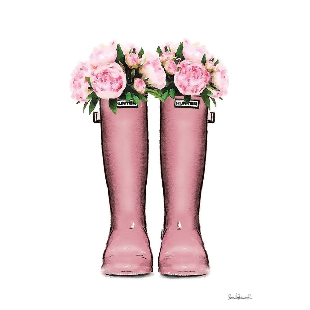 Pink Rain Boots with Peony Poster Print by Amanda Greenwood-VARPDXAGD115487 Image 1