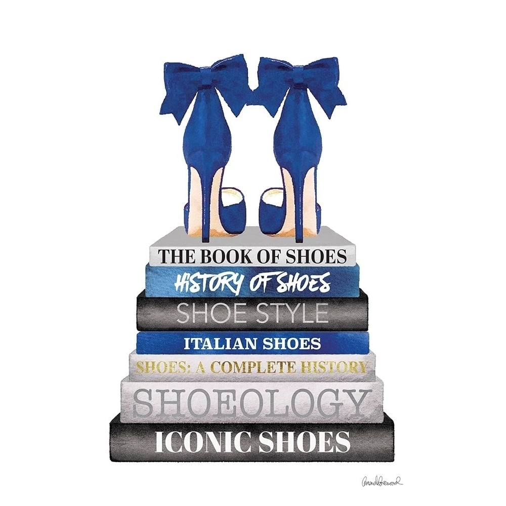 Navy Bookstack Show Poster Print by Amanda Greenwood-VARPDXAGD115491 Image 1