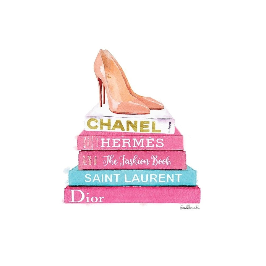 Pink Bookstack with shoes Poster Print by Amanda Greenwood-VARPDXAGD115754 Image 1