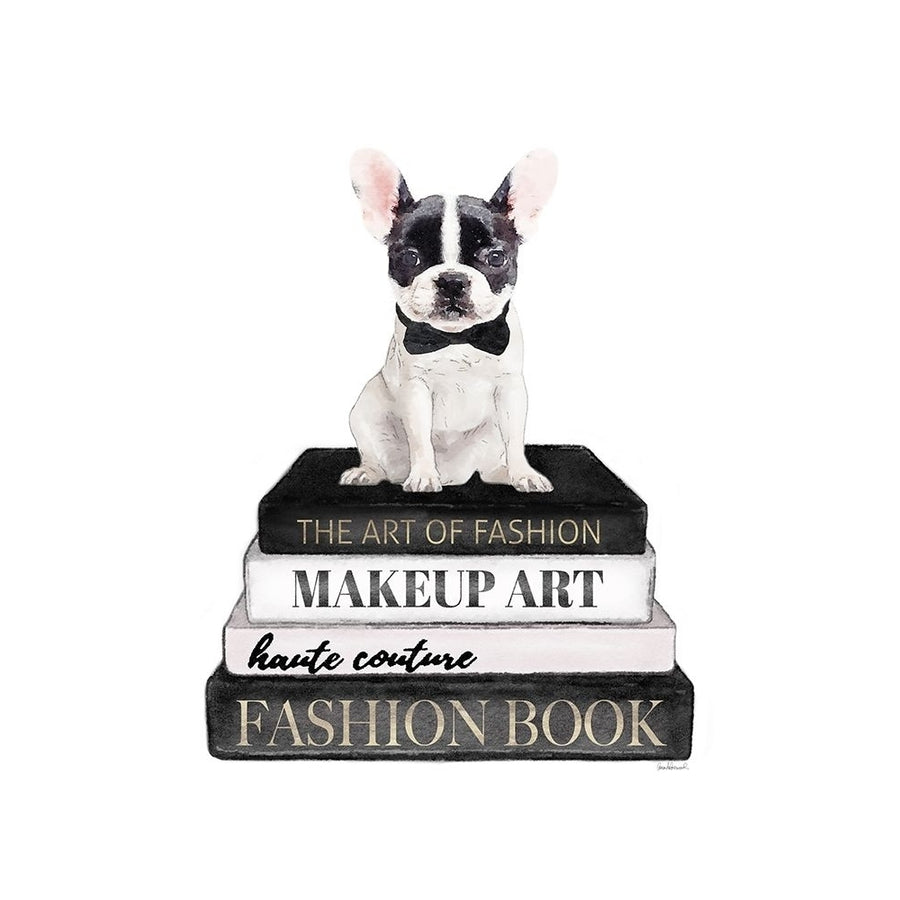 BandW Frenchie Bookstack Poster Print by Amanda Greenwood Amanda Greenwood-VARPDXAGD117291 Image 1