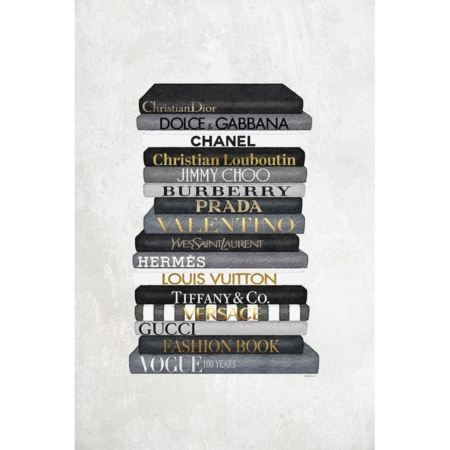 Black and White Bookstack Poster Print by Amanda Greenwood Amanda Greenwood-VARPDXAGD117329 Image 1