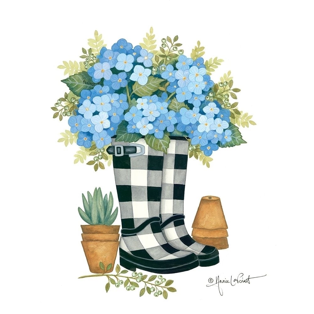 Hydrangeas Boots Poster Print by Annie LaPoint-VARPDXALP1877 Image 1