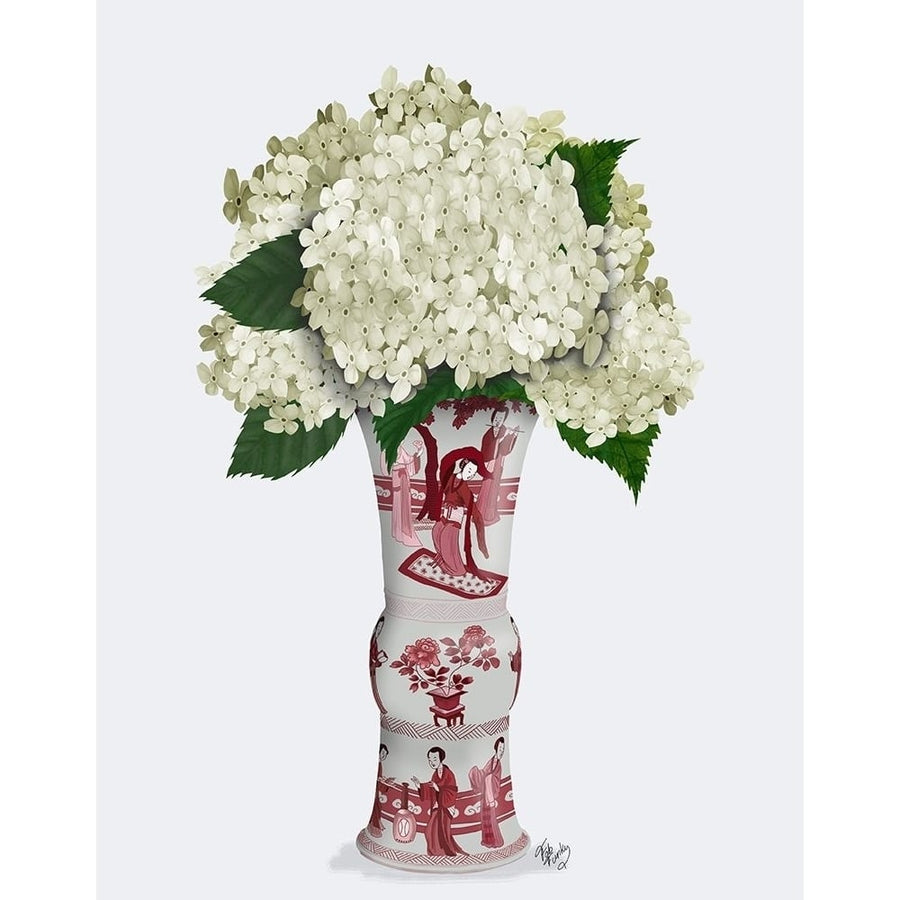 Chinoiserie Hydrangea White-Red Vase Poster Print - Funky Fab-VARPDXAP260526436 Image 1