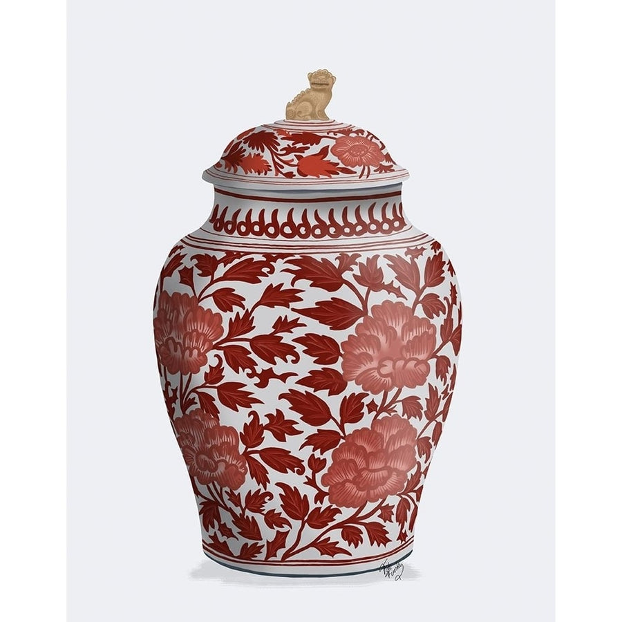 Chinoiserie Vase Golden Lion Red Poster Print - Funky Fab-VARPDXAP260526468 Image 1