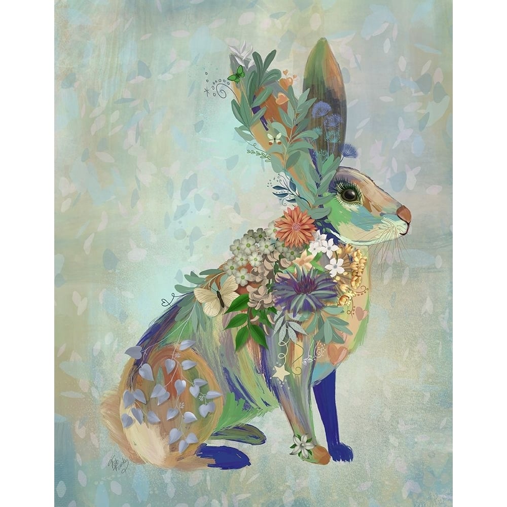 Fantastic Florals Hare-Sitting Poster Print - Funky Fab-VARPDXAP260527728 Image 1