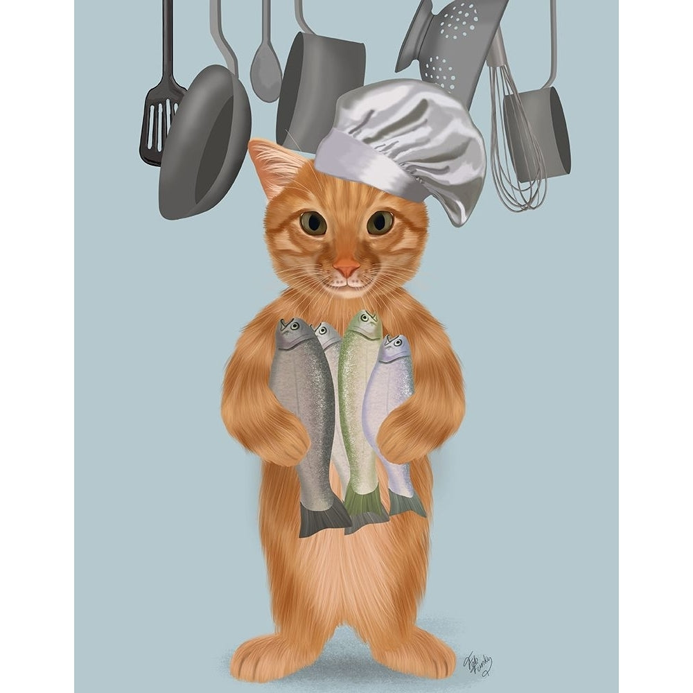 Ginger Cat Fish Chef Full Poster Print - Funky Fab-VARPDXAP260527555 Image 1