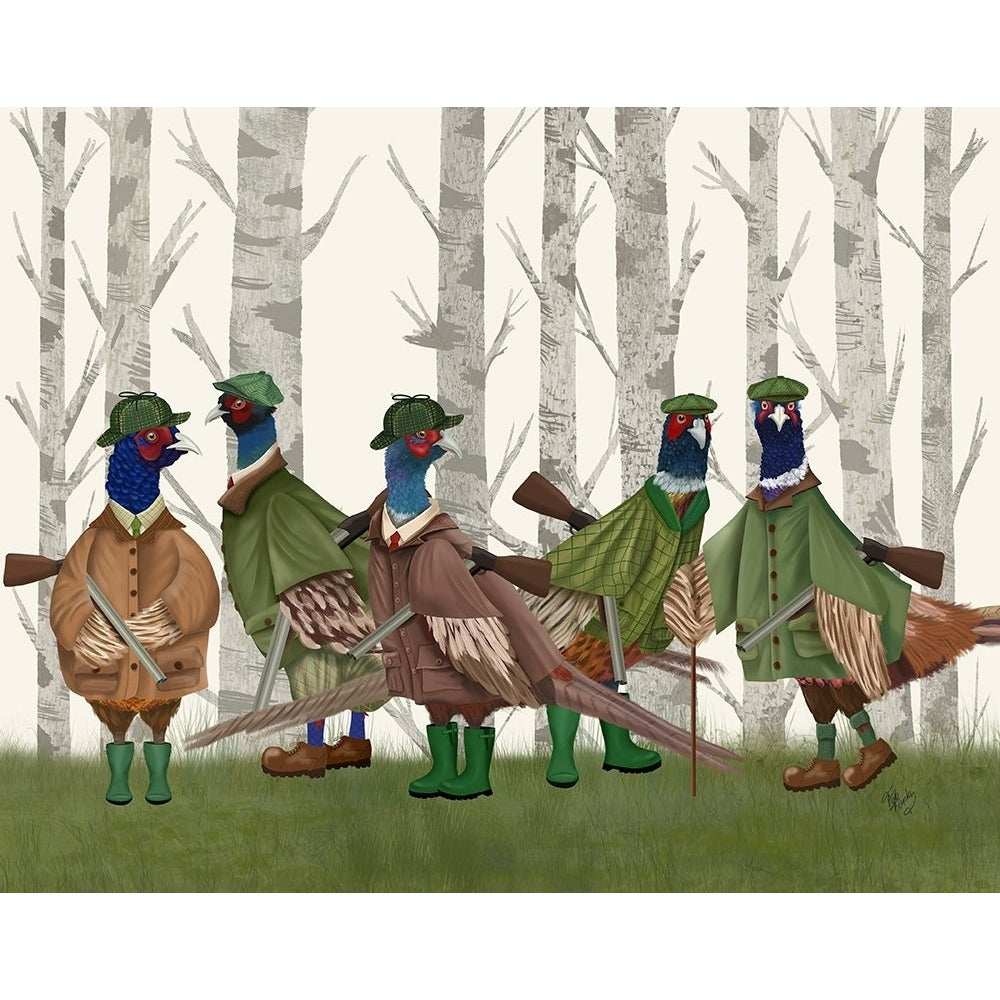 Pheasant Shooting Party Group 3 Poster Print - Funky Fab-VARPDXAP260527753 Image 1