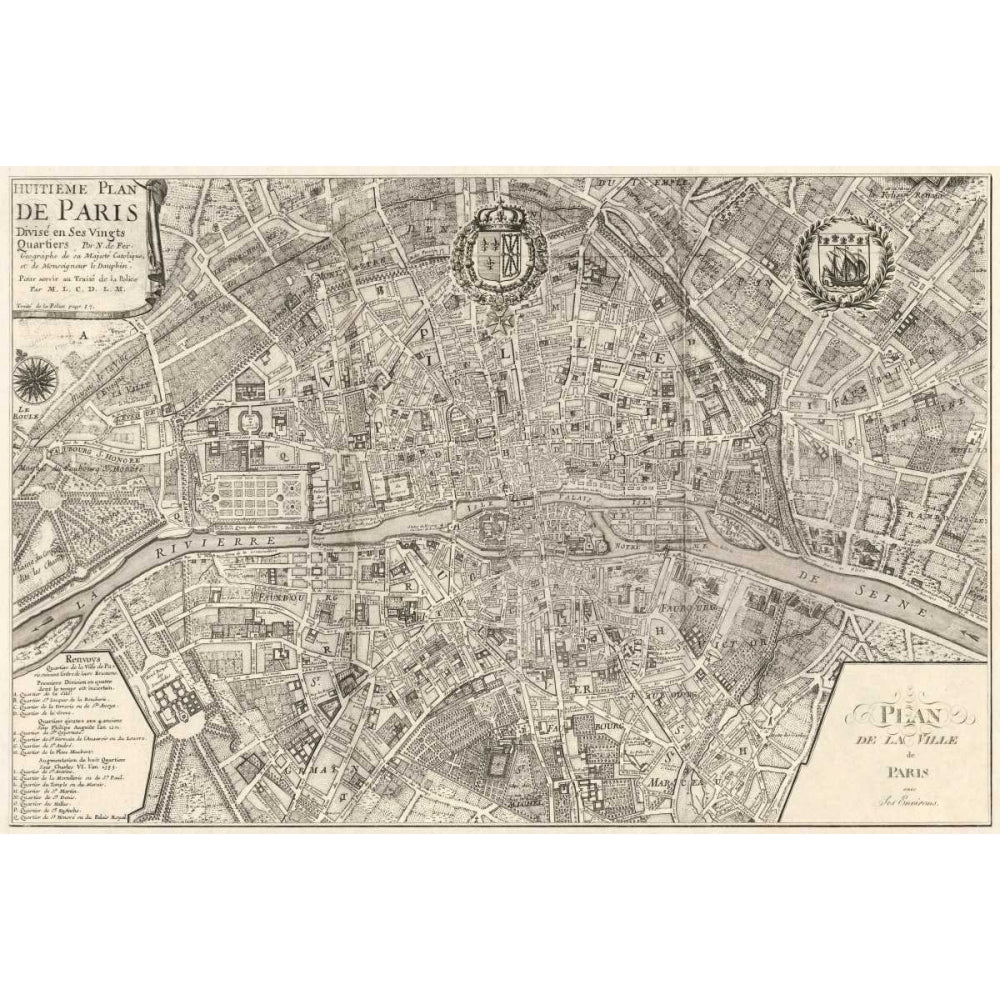 Plan de la Ville de Paris 1715 Poster Print by Nicolas De Fer-VARPDXAP6033 Image 1