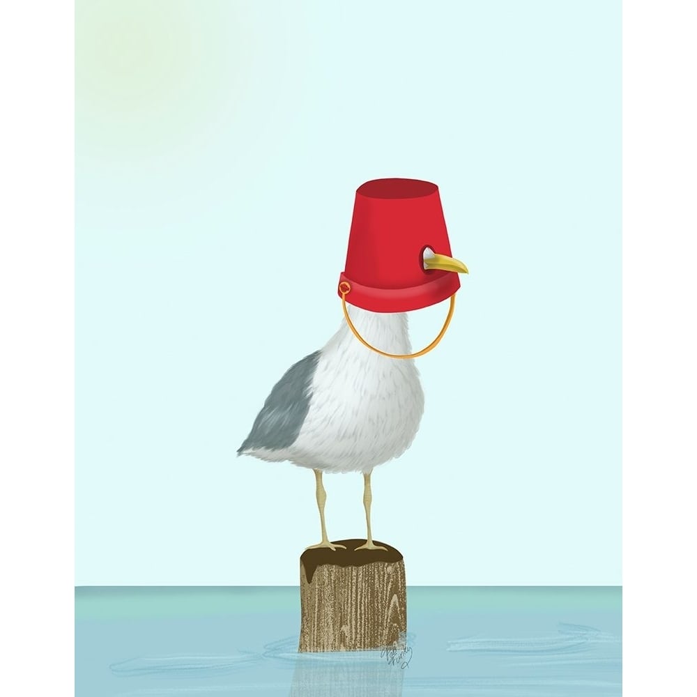 Seagull Bucket Poster Print - Funky Fab-VARPDXAP260527939 Image 1