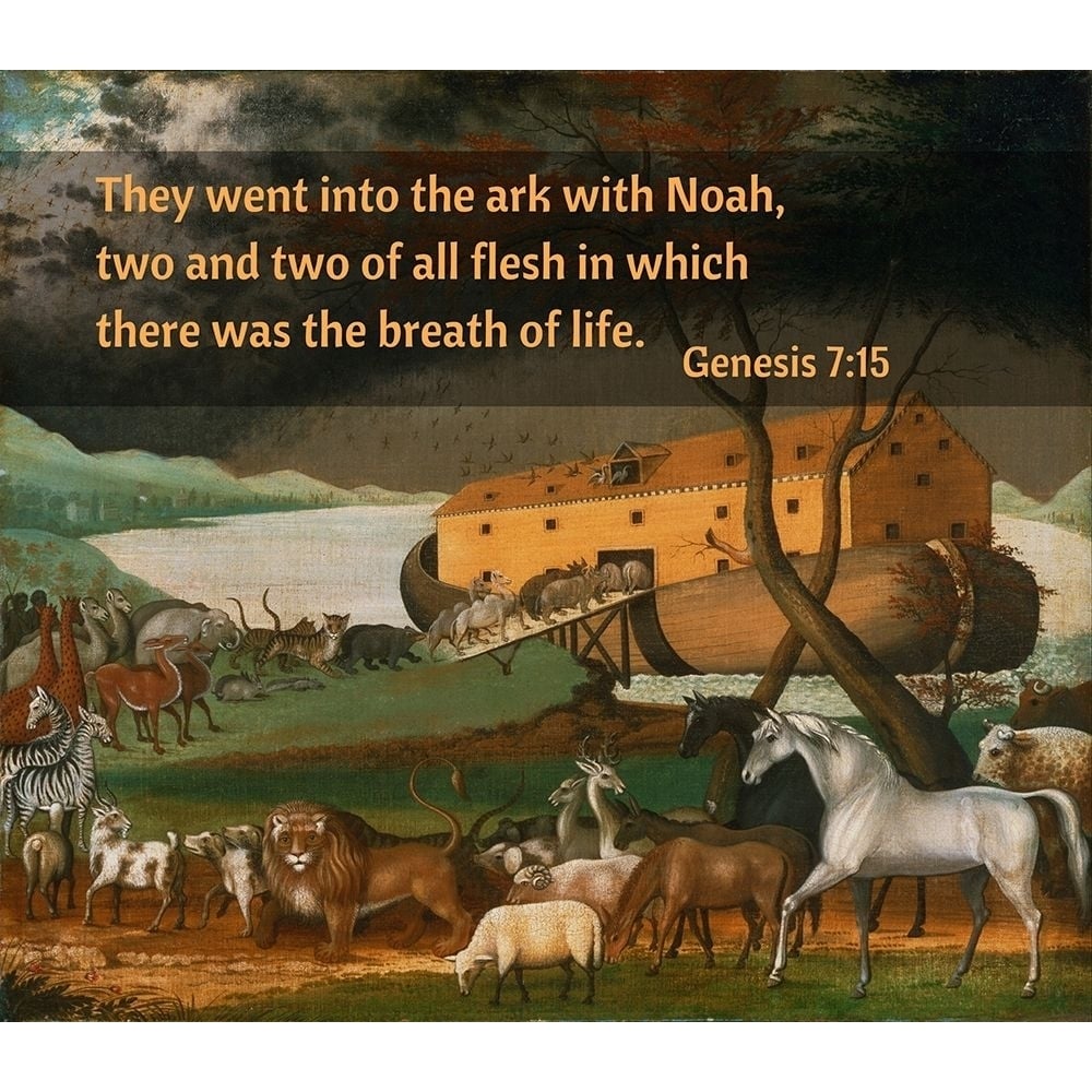 Bible Verse Quote Genesis 7:15 Edward Hicks - Noahs Ark by ArtsyQuotes-VARPDXARTSYQUOTES002586 Image 1