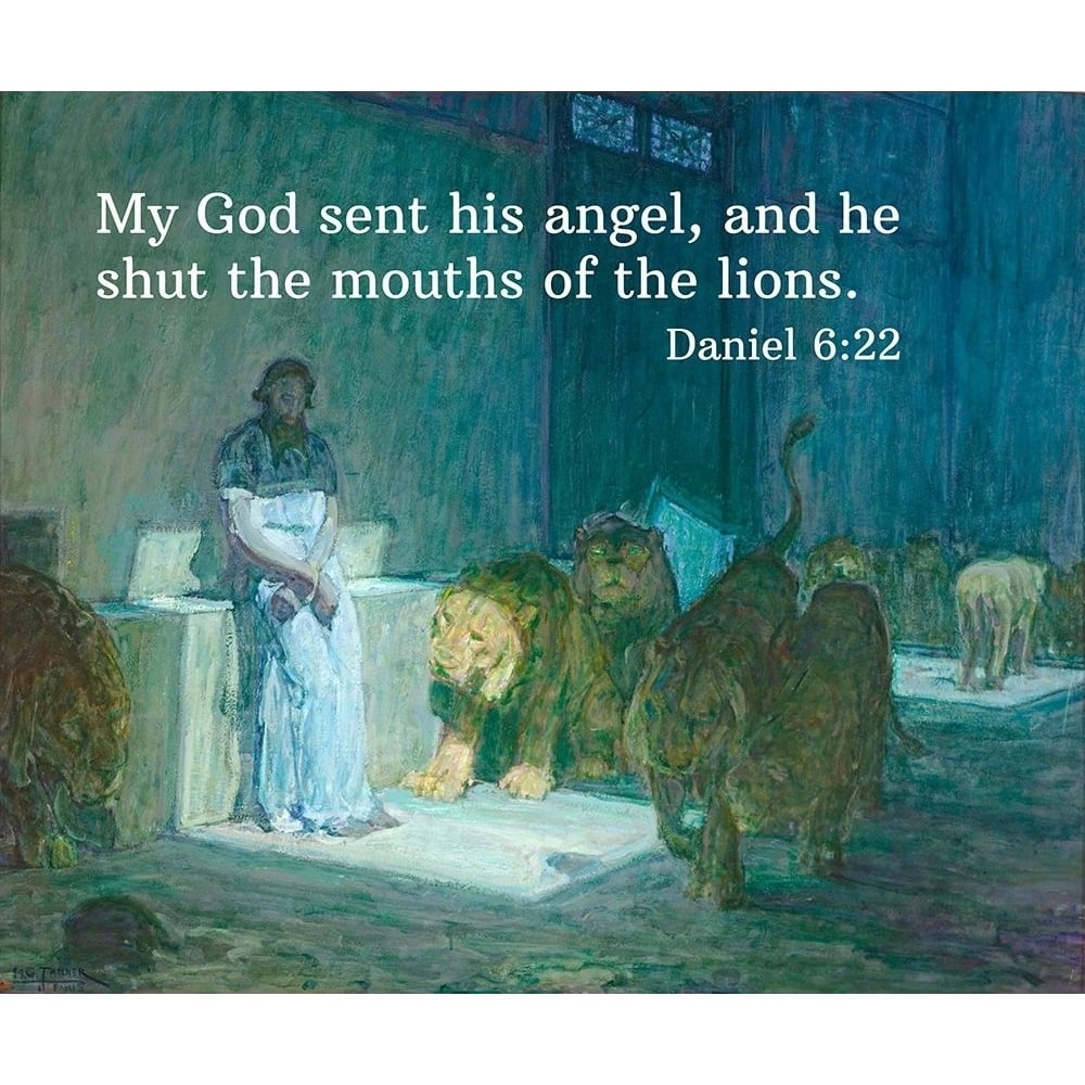 Bible Verse Quote Daniel 6:22 Henry Ossawa Tanner - Daniel in the Lions Den by ArtsyQuotes-VARPDXARTSYQUOTES002621 Image 1